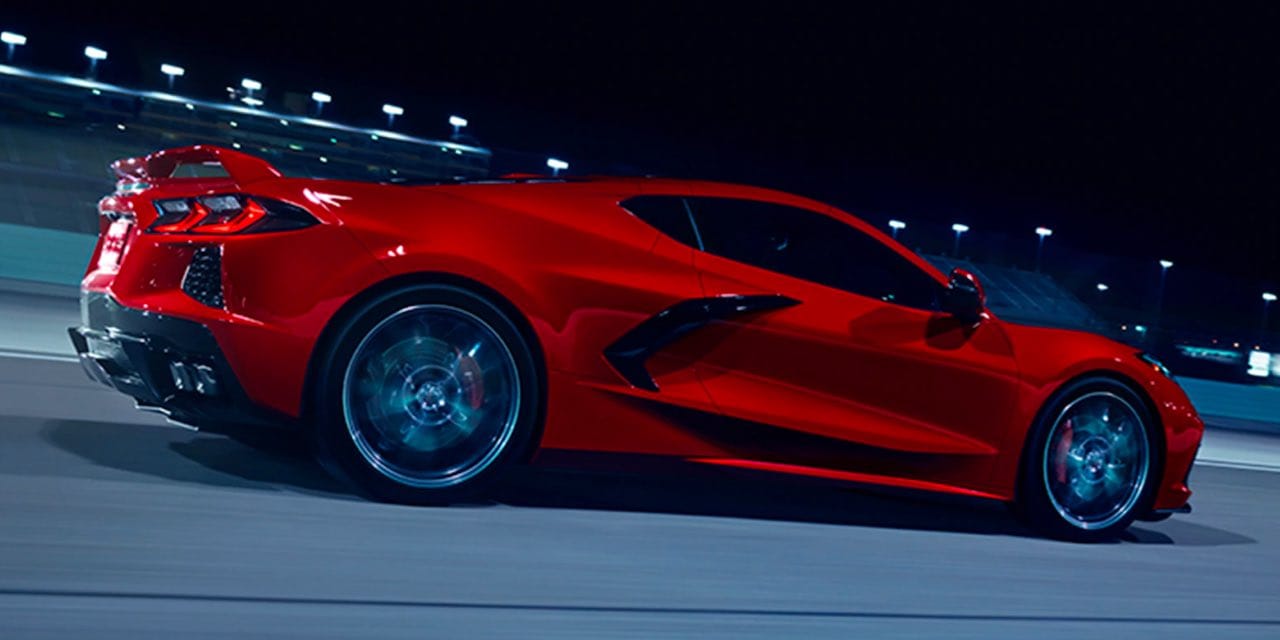 2021 Red Chevrolet Corvette Rear Side View