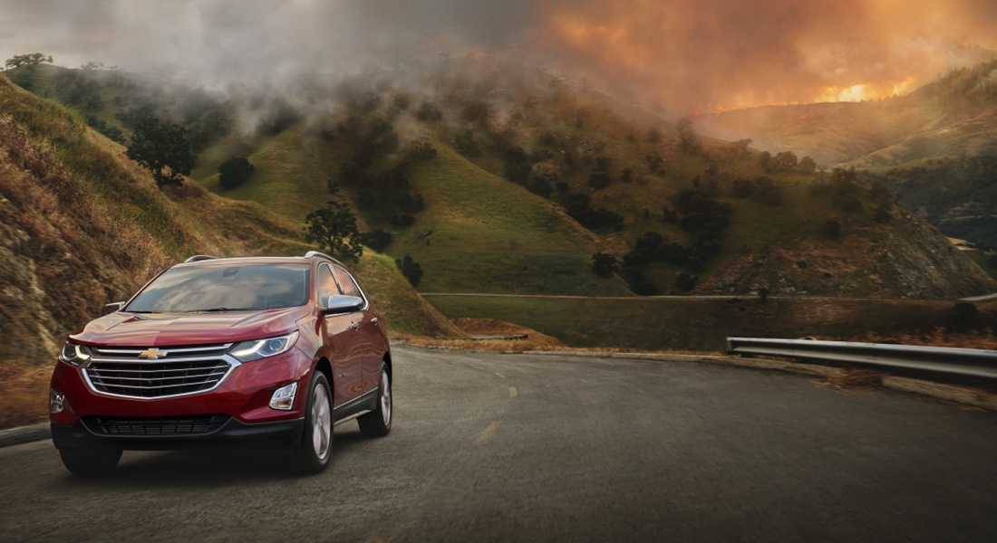 Car in front of fire